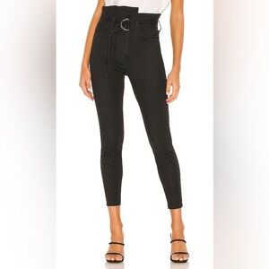NWOT Pistola Inez Black Paperbag Stretch Skinny Jeans with Belt